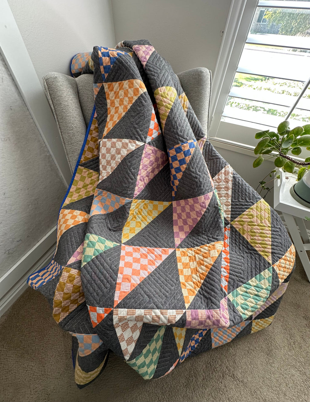 A Finished Checkmate Quilt – Ready for Picnics and Fall Football Games