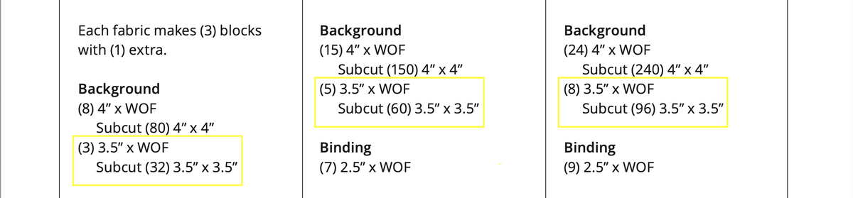 July 2025 Corrections for Jubilee Quilt Pattern