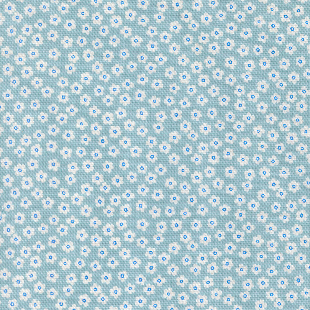 True to Hue - Dusty Blue - Small Flower - Allie K Designs - Moda Fabrics - 1/2 yd