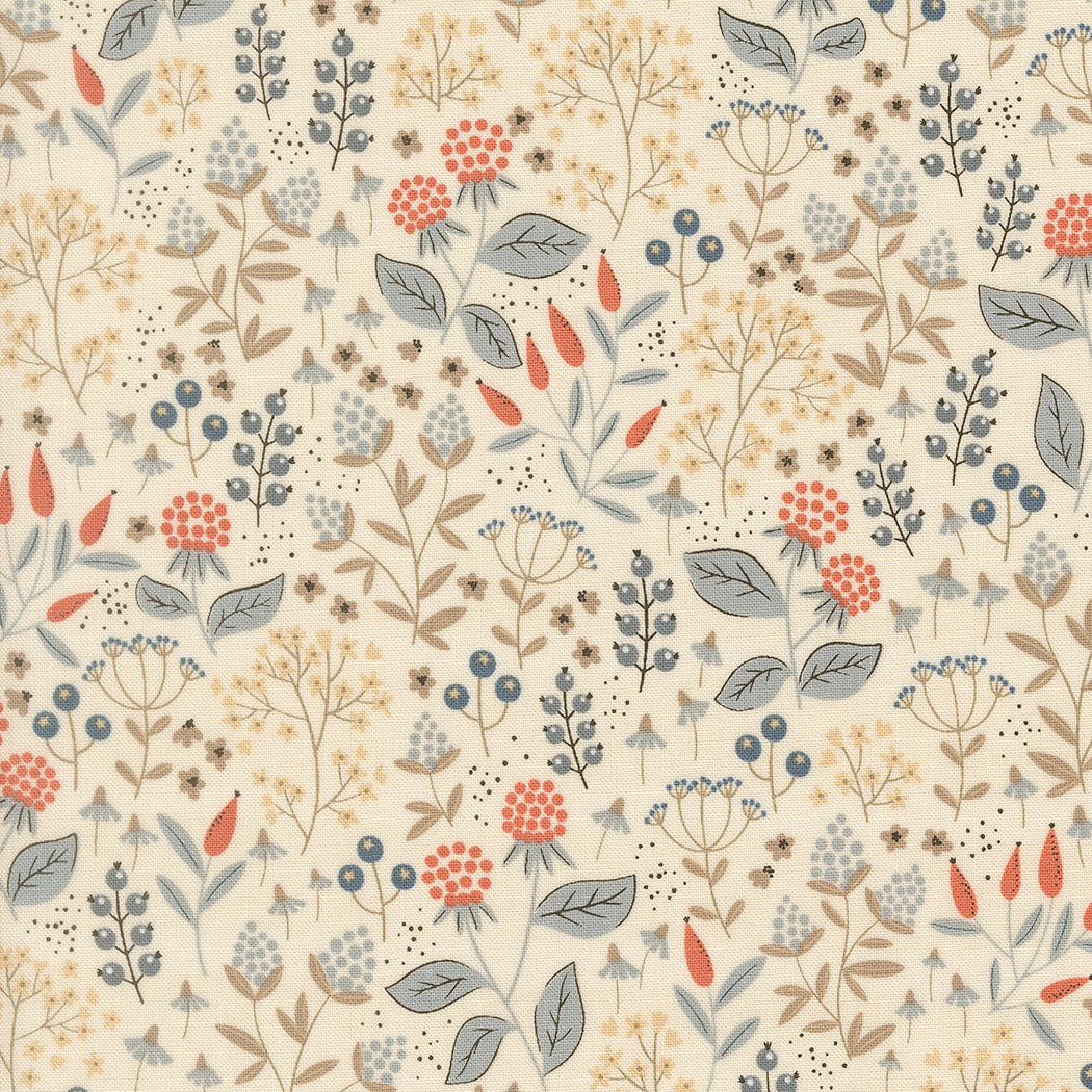 Natures Sketchbook - Pearl Leaves and Berries - Elena Amo - Moda Fabrics - 1/2 yd