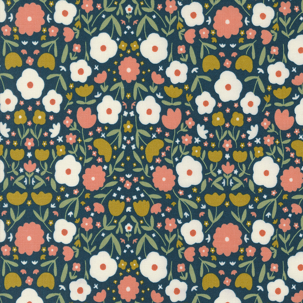 Midnight - Imaginary Flowers- Gingiber - Moda Fabrics - 1/2 yard