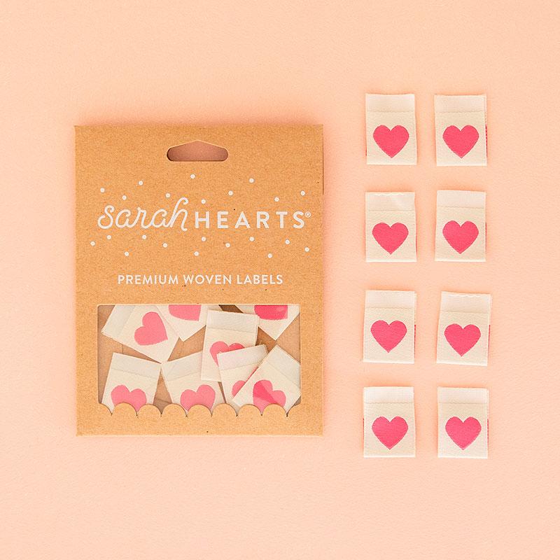 Pink Heart - Woven Sew-in Labels - Sarah Hearts