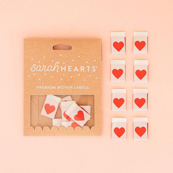 Red Heart - Woven Sew-in labels - Sarah Hearts 