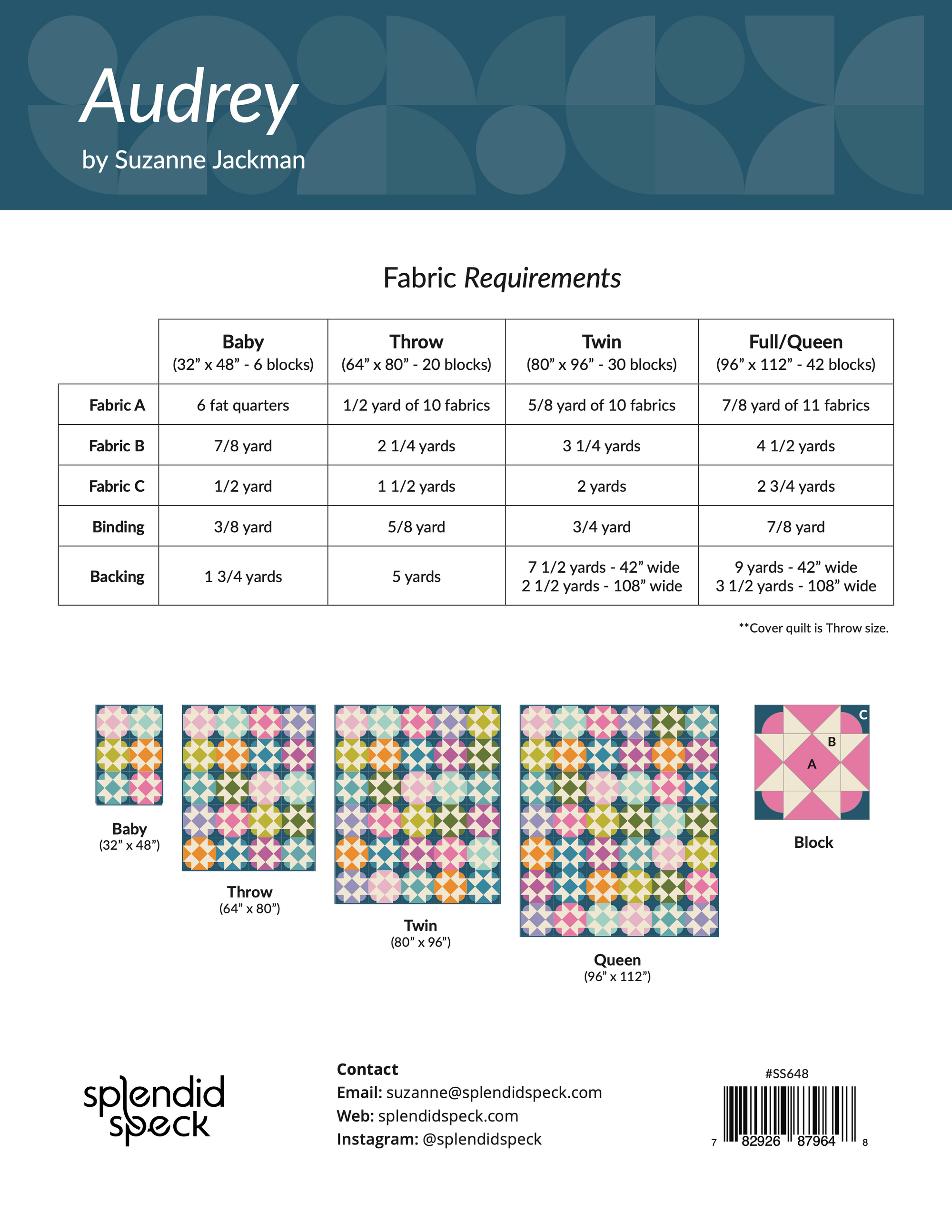 Audrey - Quilt Pattern - PAPER