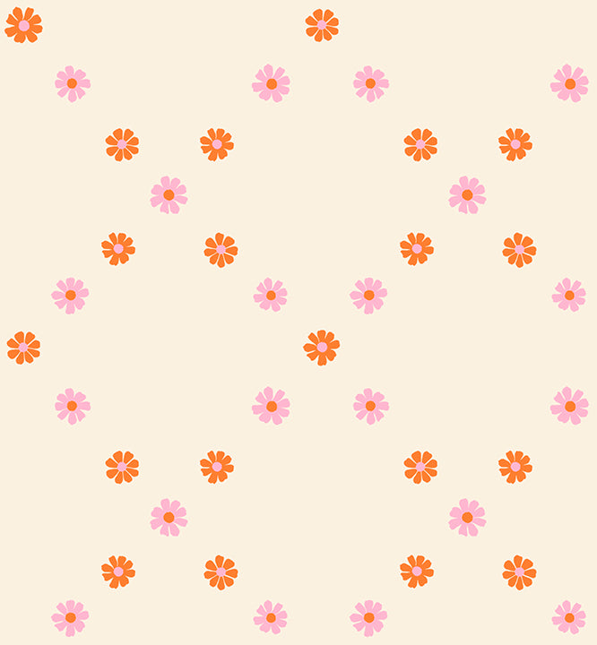 Best Day Ever - Posy Orange Diamond Flowers- Melody Miller - Ruby Star Society - 1/2 yd