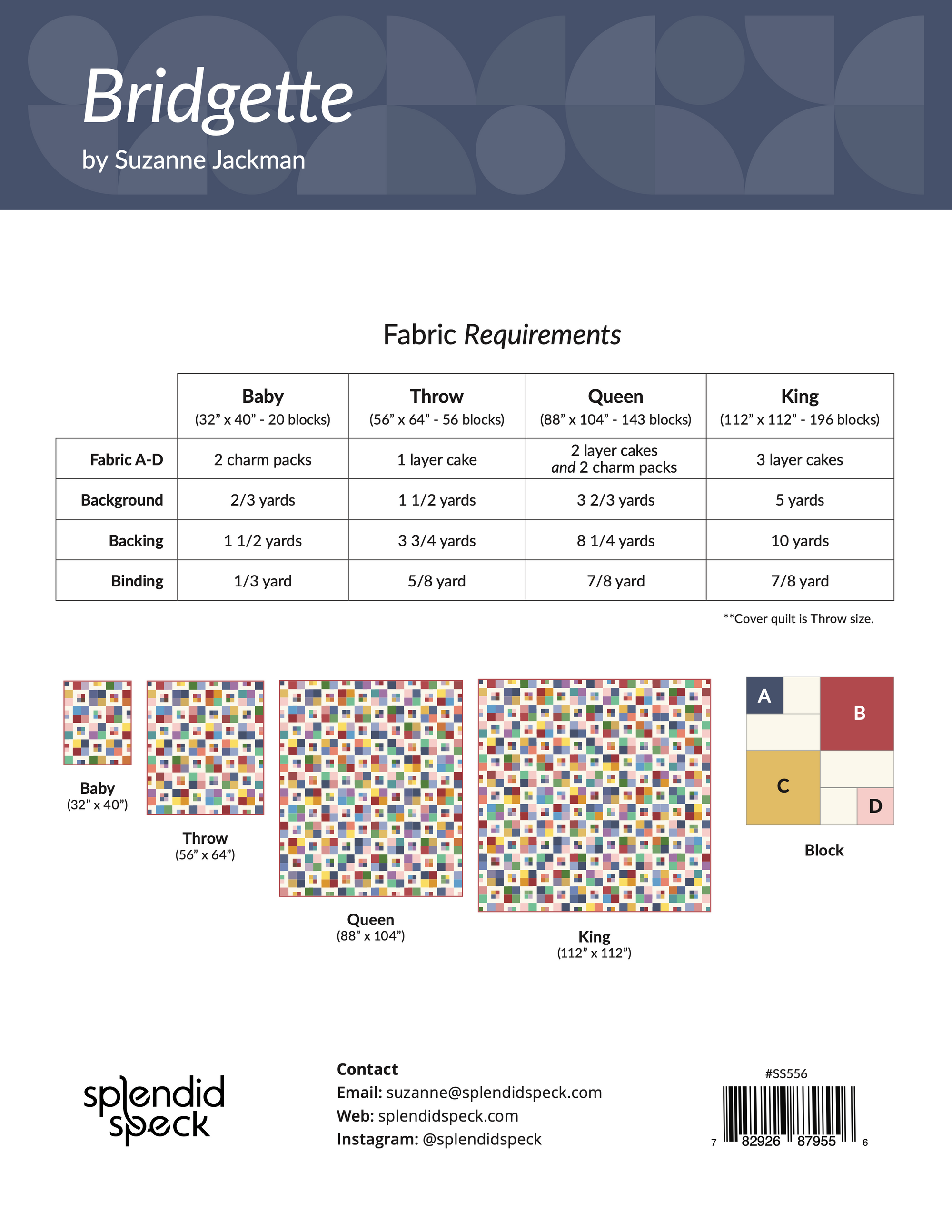 Bridgette - Quilt Pattern - Layer Cake Pattern - PDF