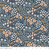 Little Swan- Lakeside Floral Navy - Riley Blake Designs - Little Forest Atelier