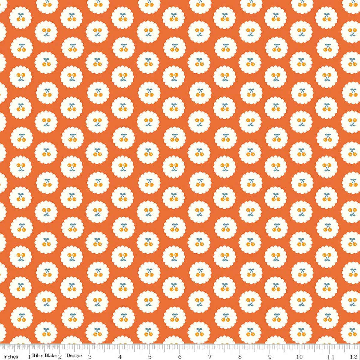 Cotton Nook - Cherries Orange - Mink Kim -  Riley Blake Designs - 1/2 yd