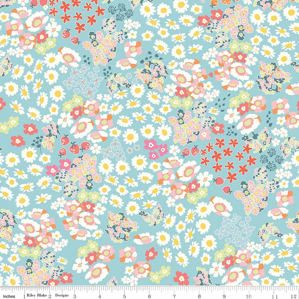Cotton Nook - Flowebed Aqua - Minki Kim - Riley Blake Designs - 1/2 yd