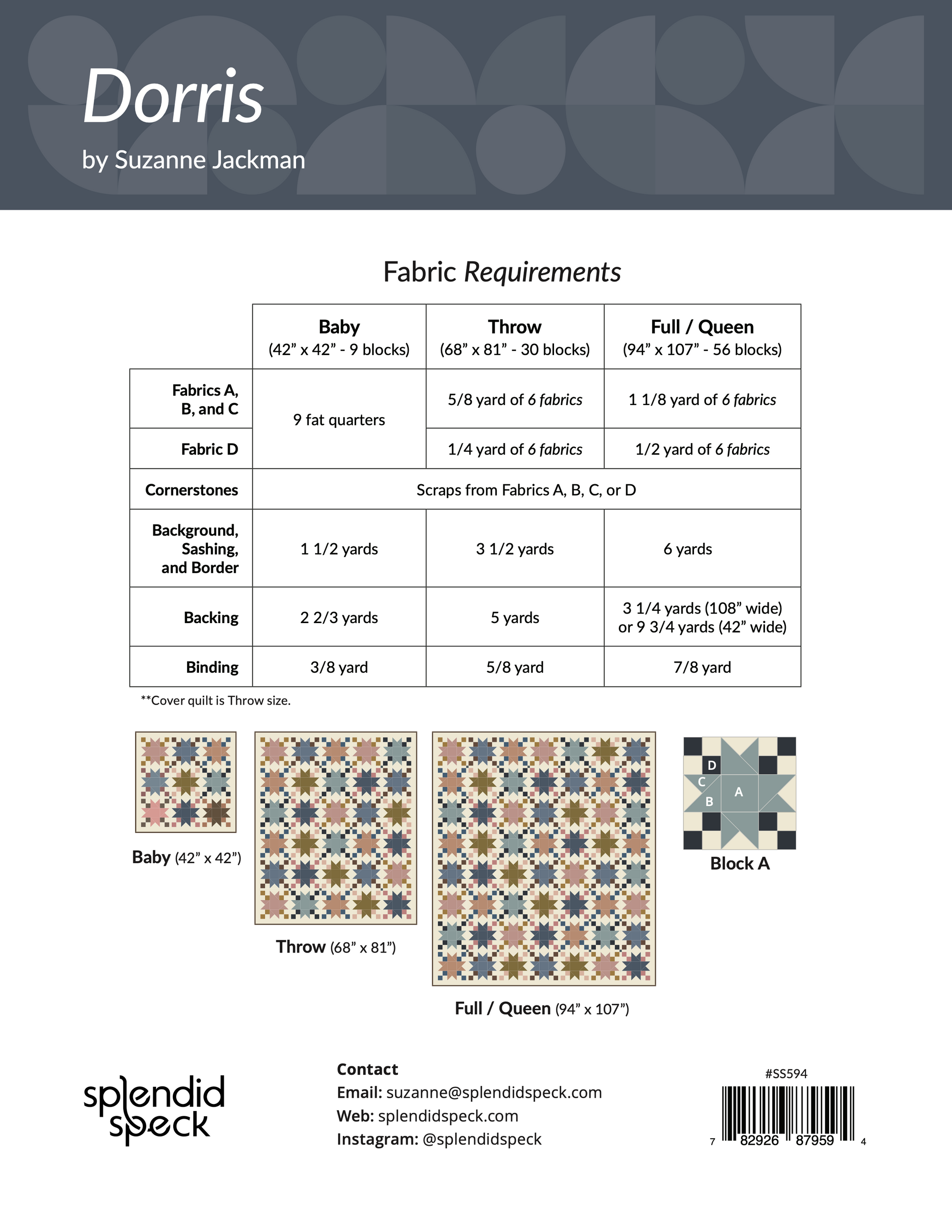 Dorris - Quilt Pattern - PAPER