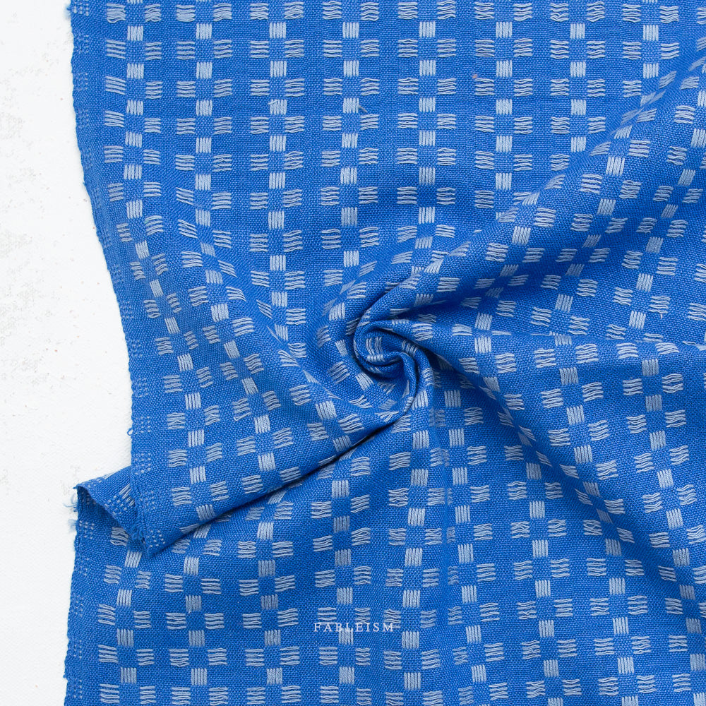 Fine and Dandy - Basketweave in Bright Blue - Fableism - 1/2 yd