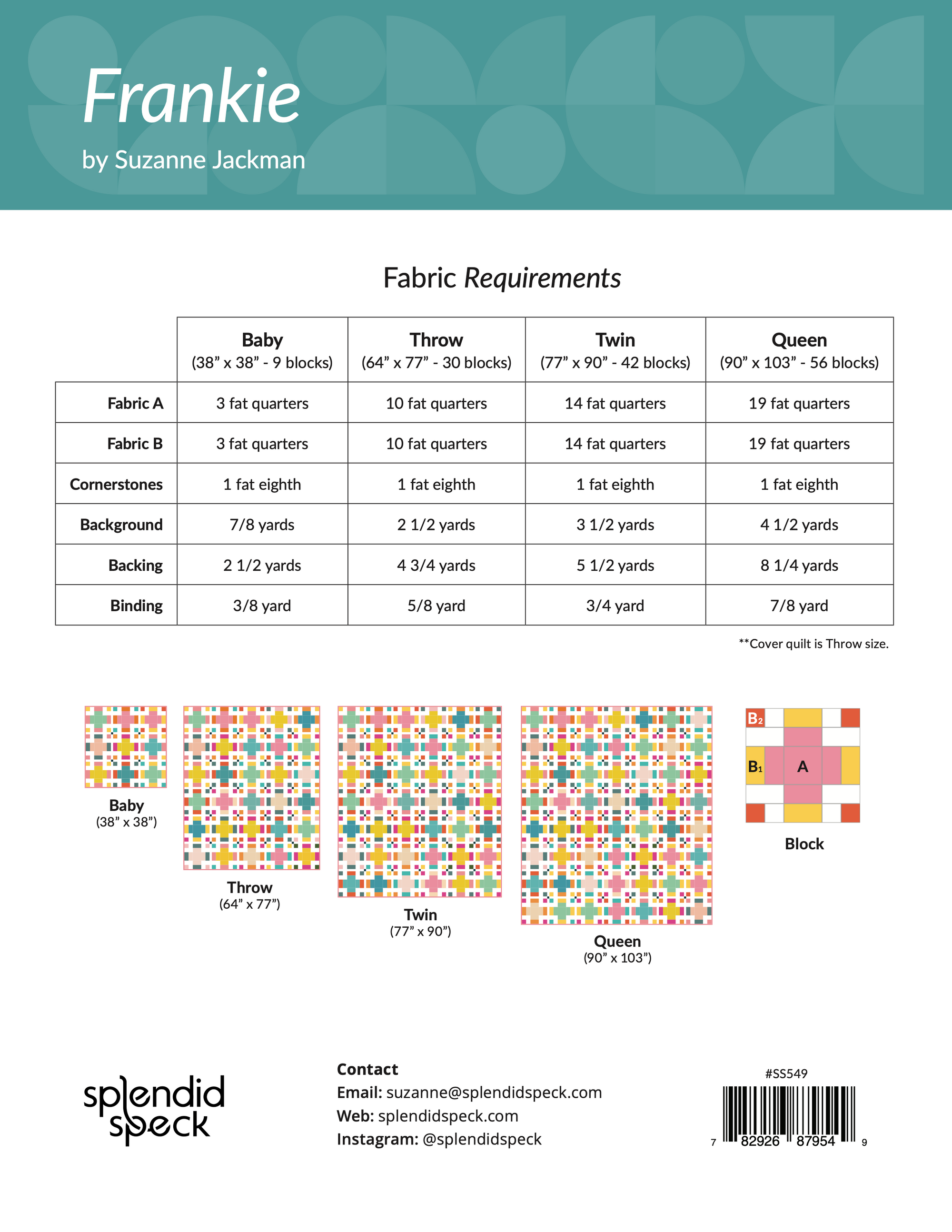 Frankie - Quilt Pattern - Fat Quarter Pattern - PDF