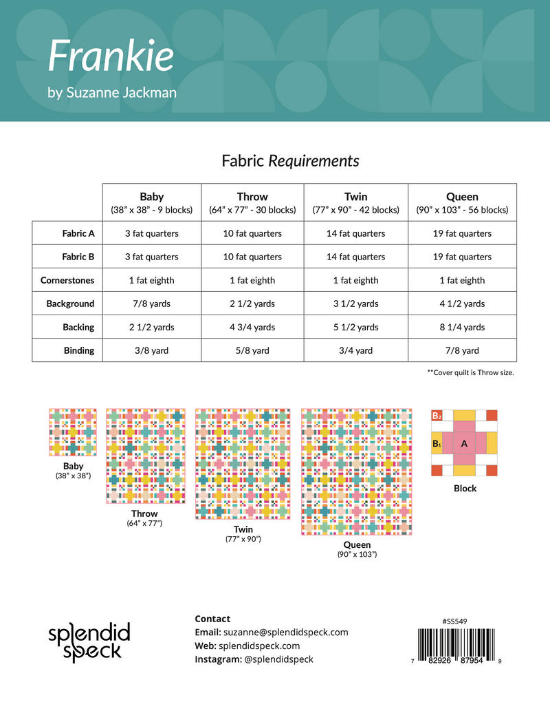 Frankie - Quilt Pattern - Fat Quarter Pattern - PDF