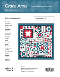 Grace Anne - Block of the Month Quilt Pattern Back - PDF