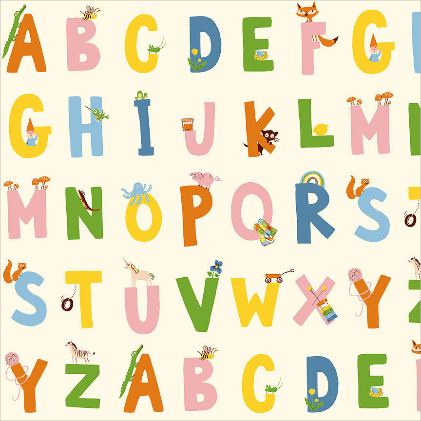 Heather Ross Favorites - Alphabet cream - Heather Ross - Windham - 1/2 yd