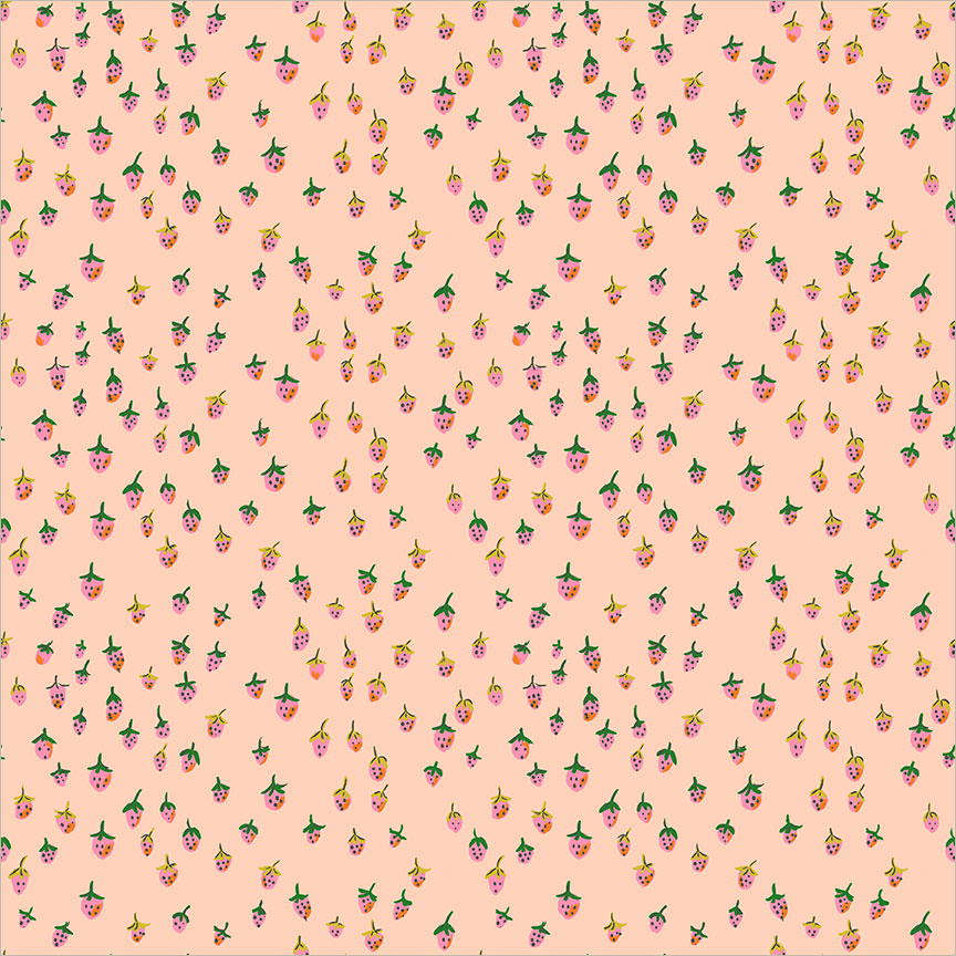 Heather Ross Favorites - Field Strawberries - Blush - Heather Ross - Windham - 1/2 yd