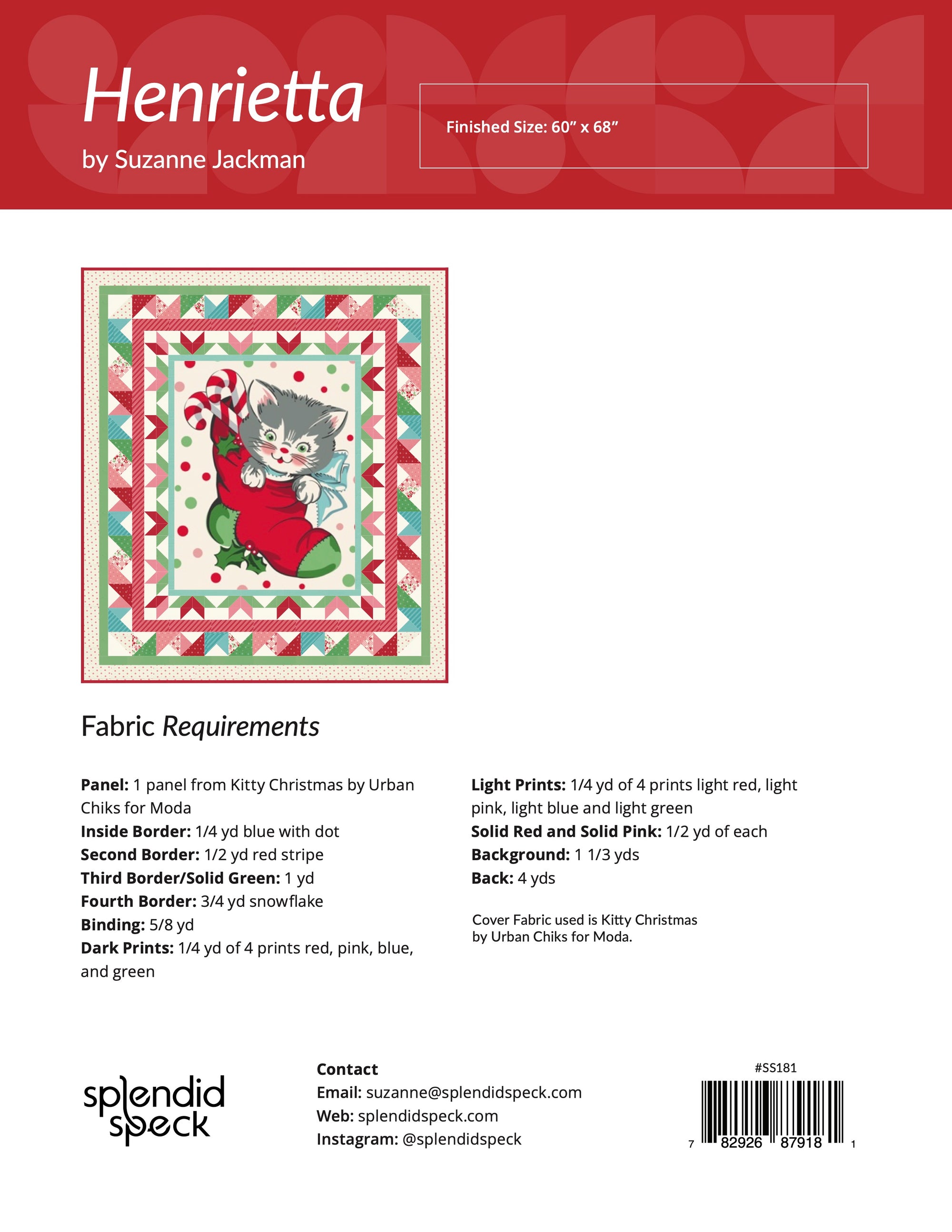 Henrietta - Kitty Christmas by Urban Chiks - Quilt Pattern - PDF