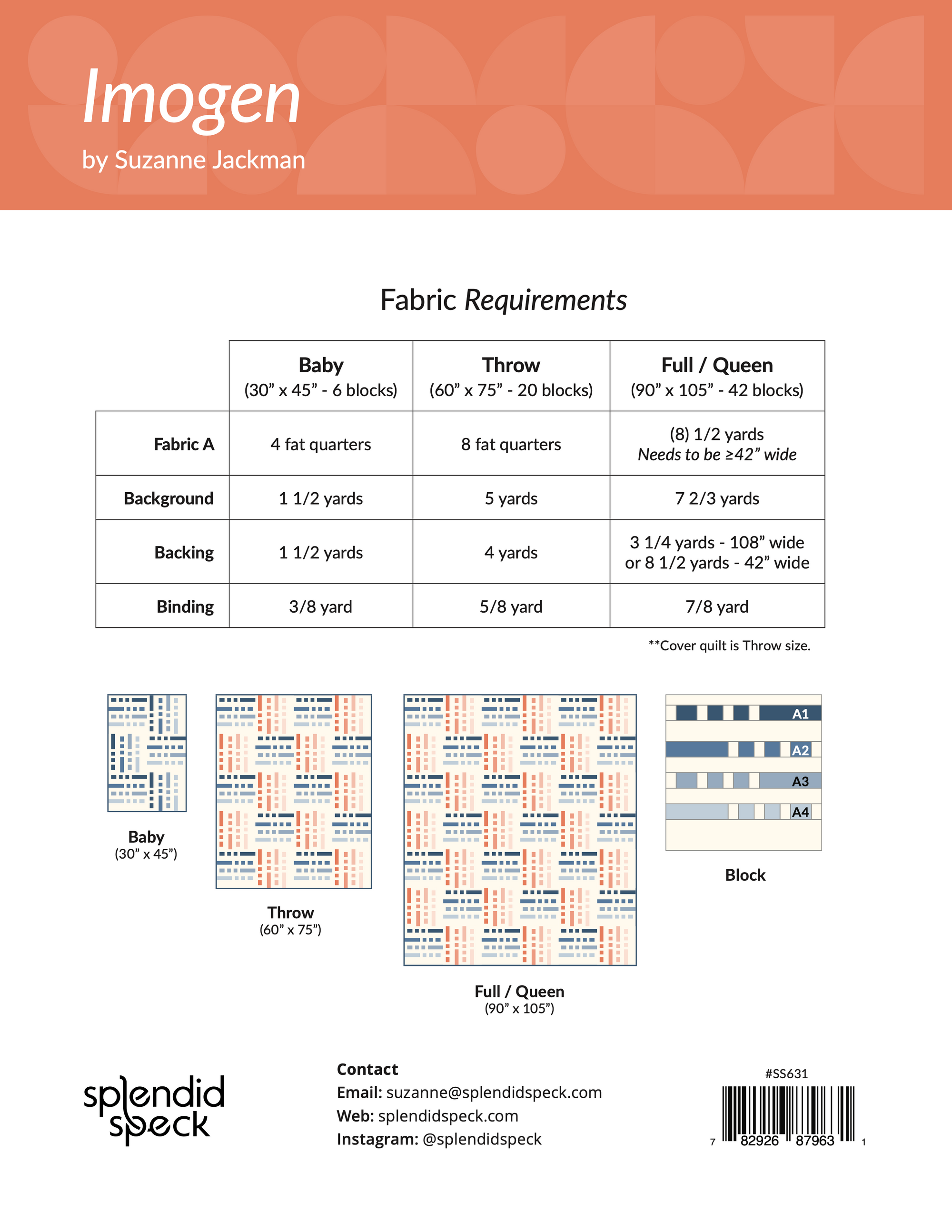 Imogen - Quilt Pattern - Fat Quarter Friendly - PDF