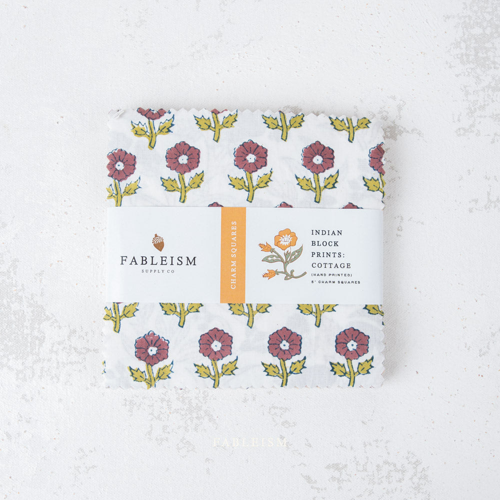 Indian Block Prints Cottage - 5 inch Square Pecuts - Fableism