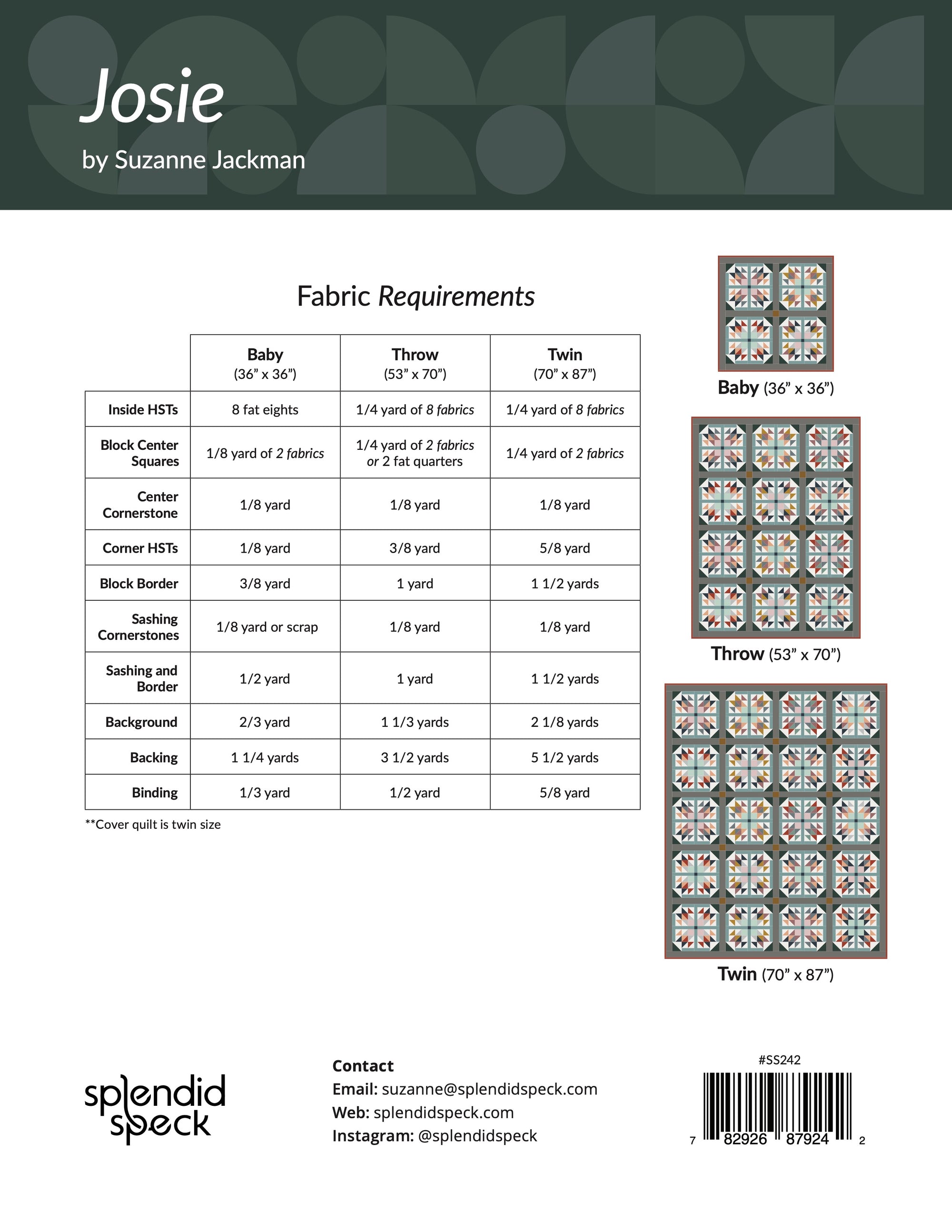 Josie - Quilt Pattern Back - PDF