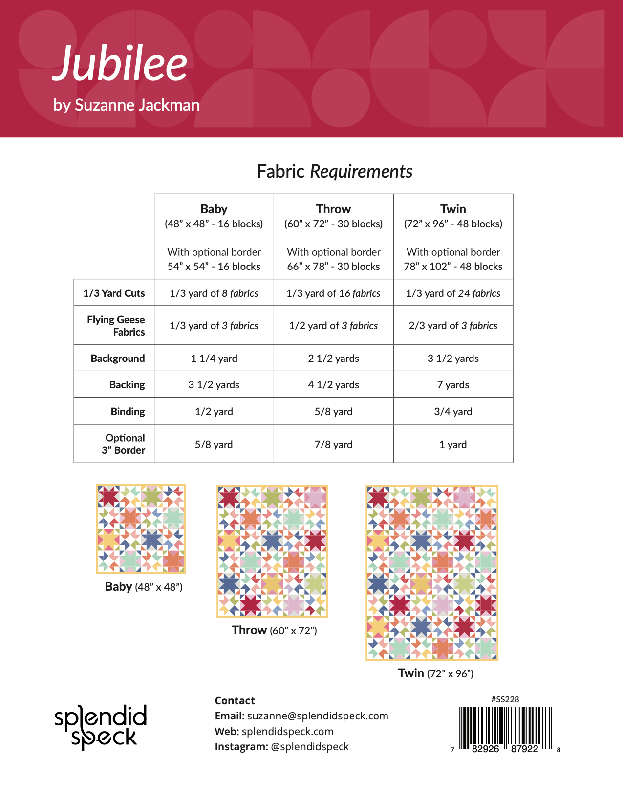Jubilee - Quilt Pattern - PAPER