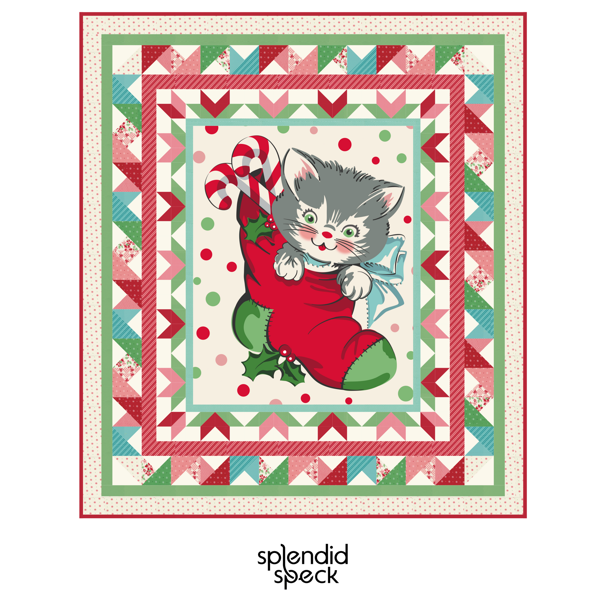 Henrietta Kitty Christmas Quilt Kit - Splendid Speck - Urban Chiks