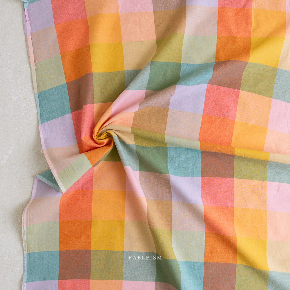 Lumiere - Happy Checkers in Bloom - Fableism - 1/2 yd