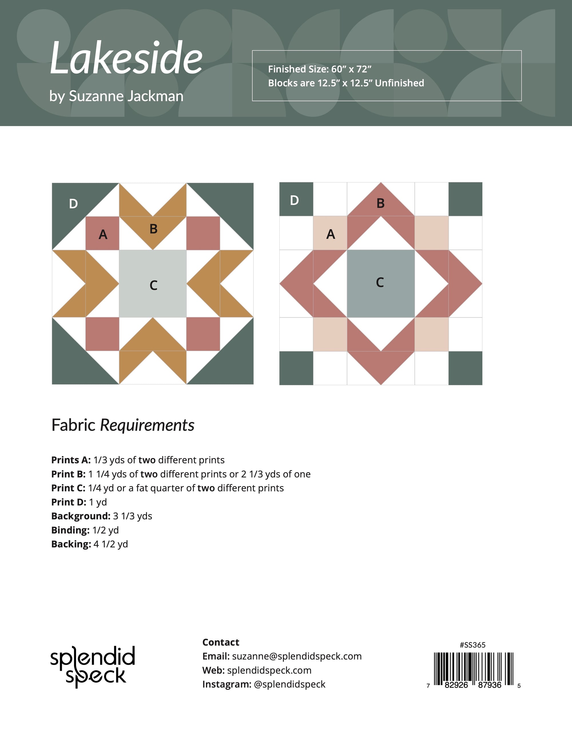Lakeside - Quilt Pattern Back - PDF