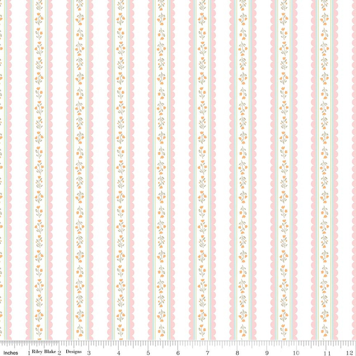 Little Posies - Stripes White - Cayla Naylor - Riley Blake Designs - 1/2 yd