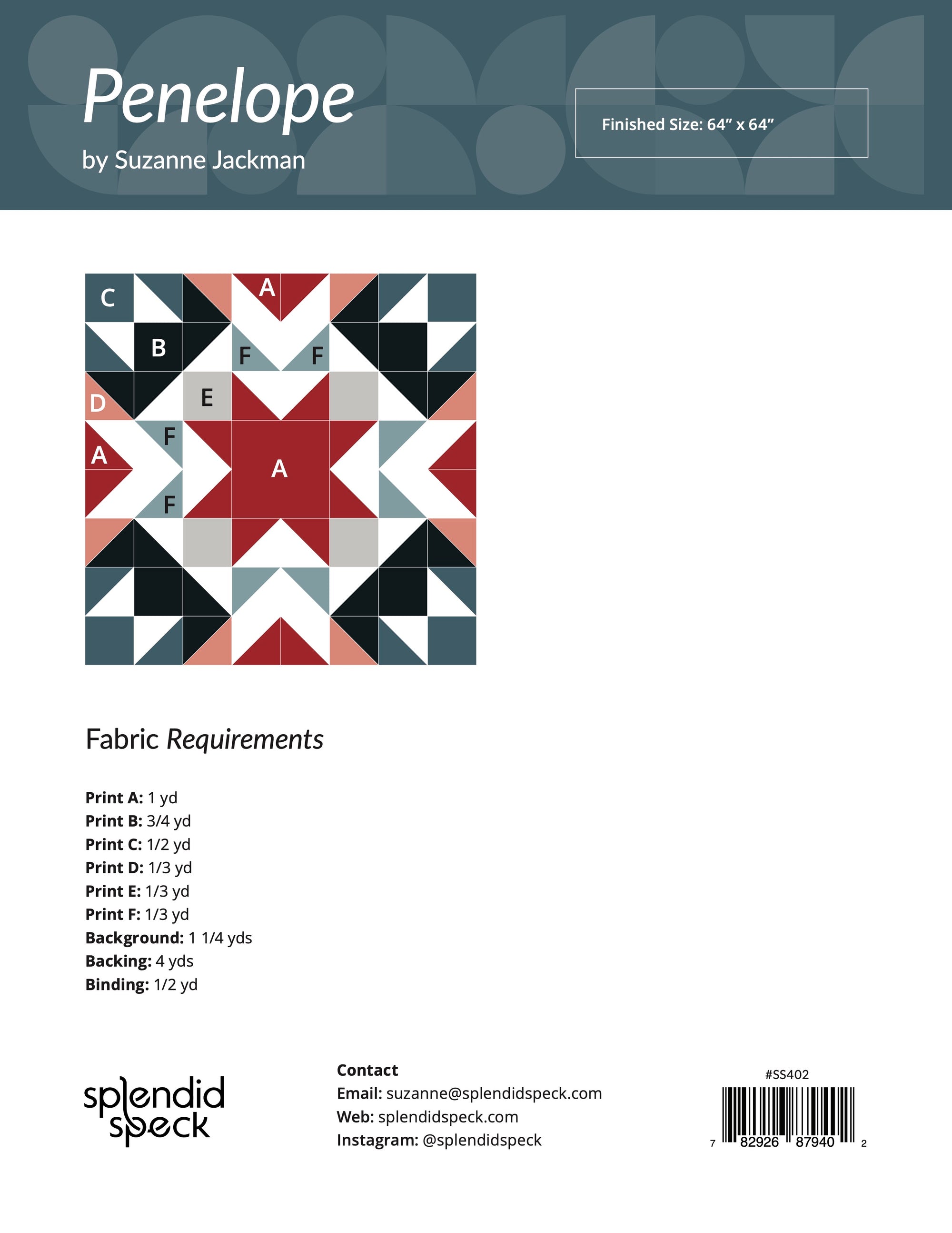 Penelope - Quilt Pattern Back - PDF