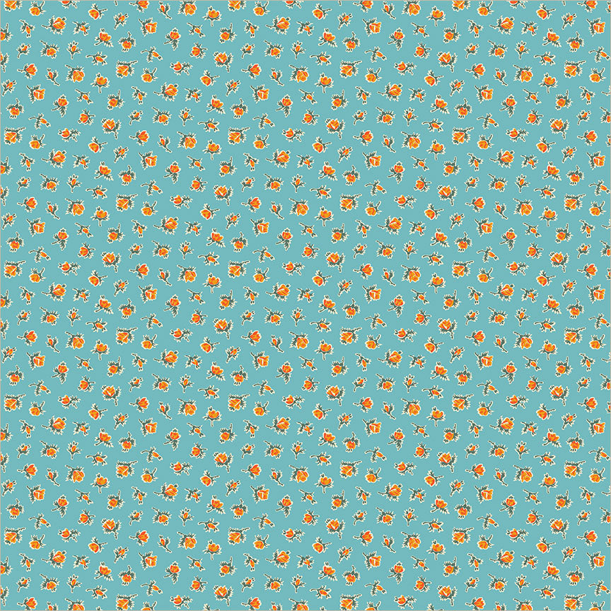 Pocket Posies - Rosebud - Turquoise - Whistler Studio - Windham - 1/2 yd