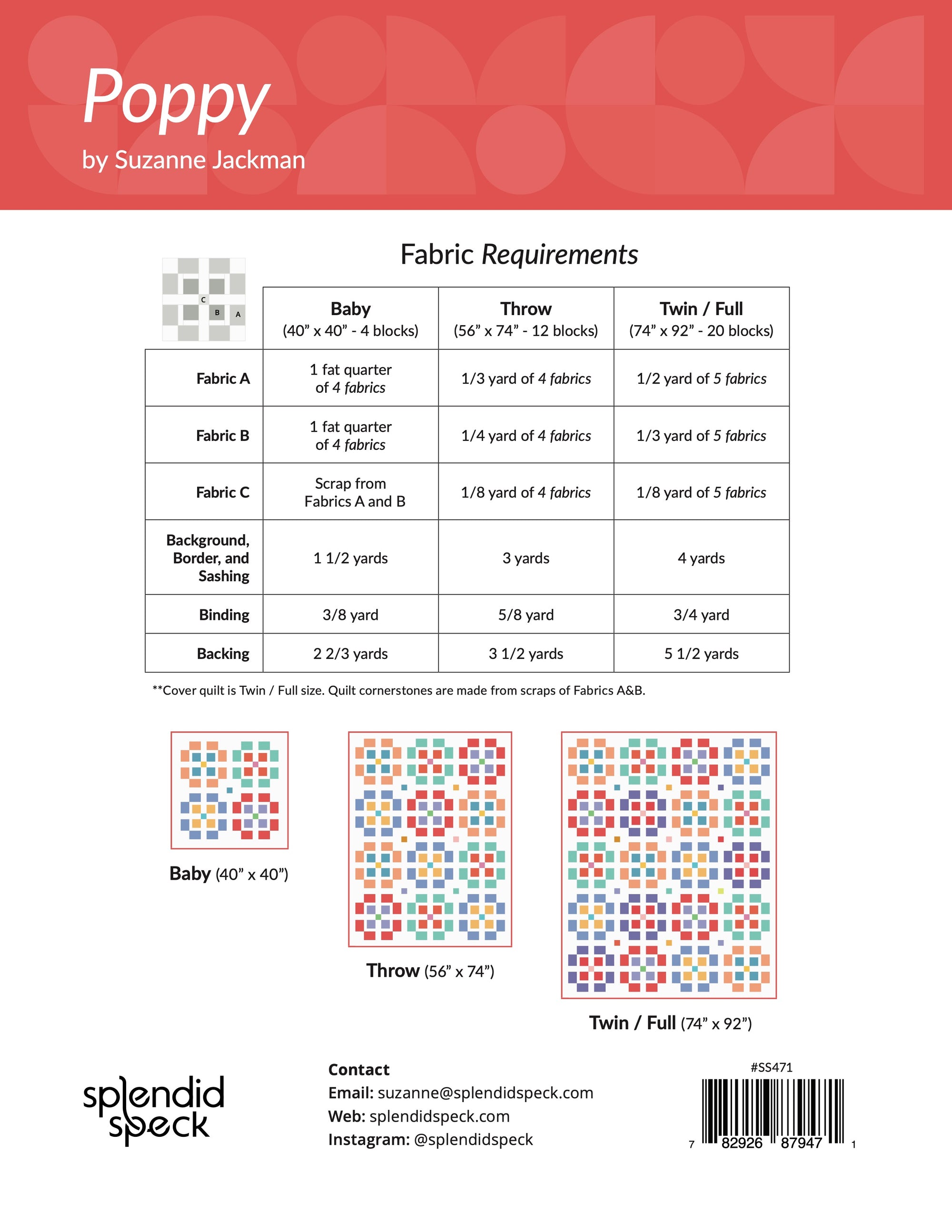 Poppy - Quilt Pattern - PDF