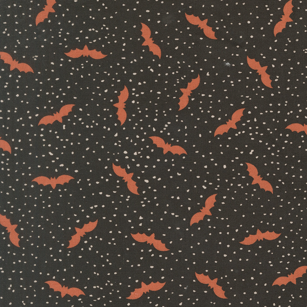 Purrs and Boos - Black Cat Bats - Elena Amo - Moda Fabrics - 1/2 yd
