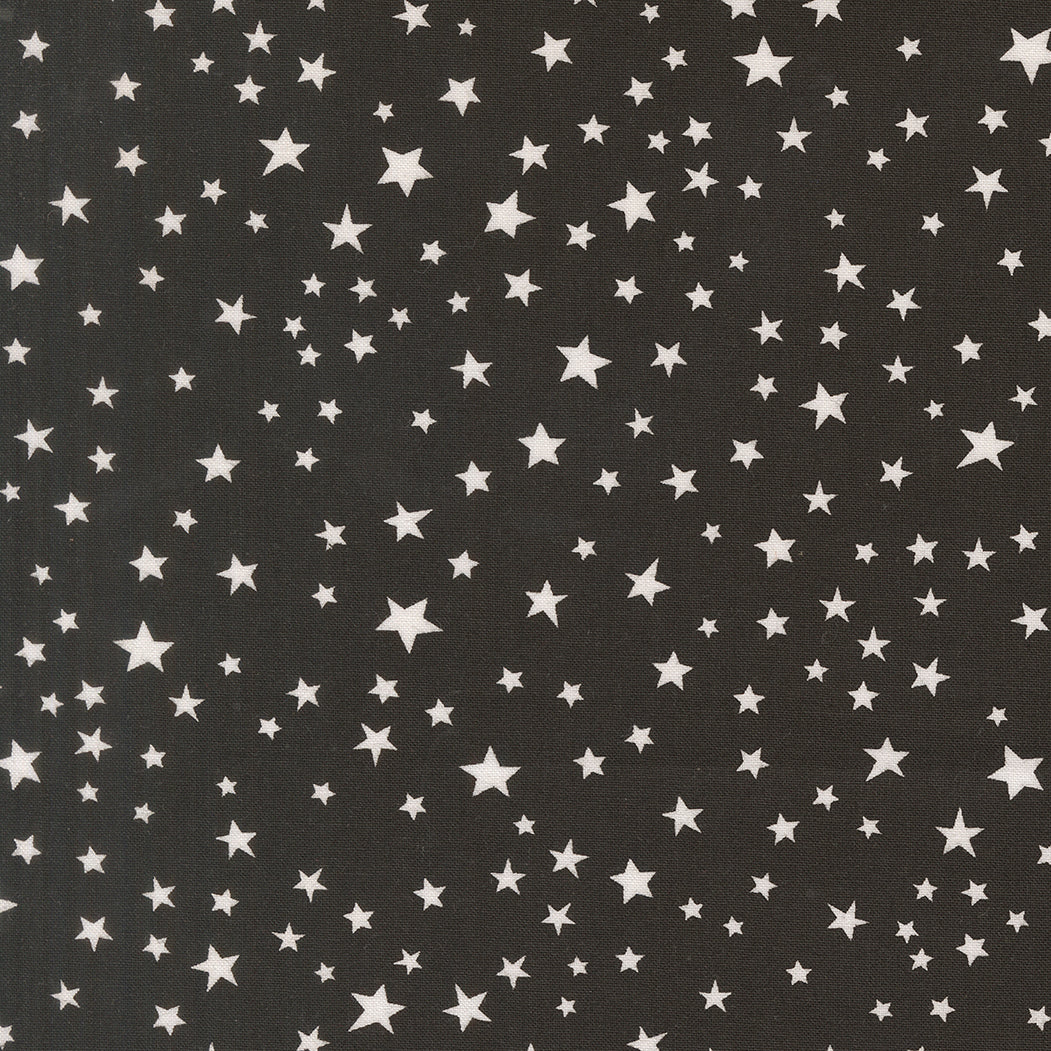 Purrs and Boos - Black Cat Stars - Elena Amo - Moda Fabrics - 1/2 yd