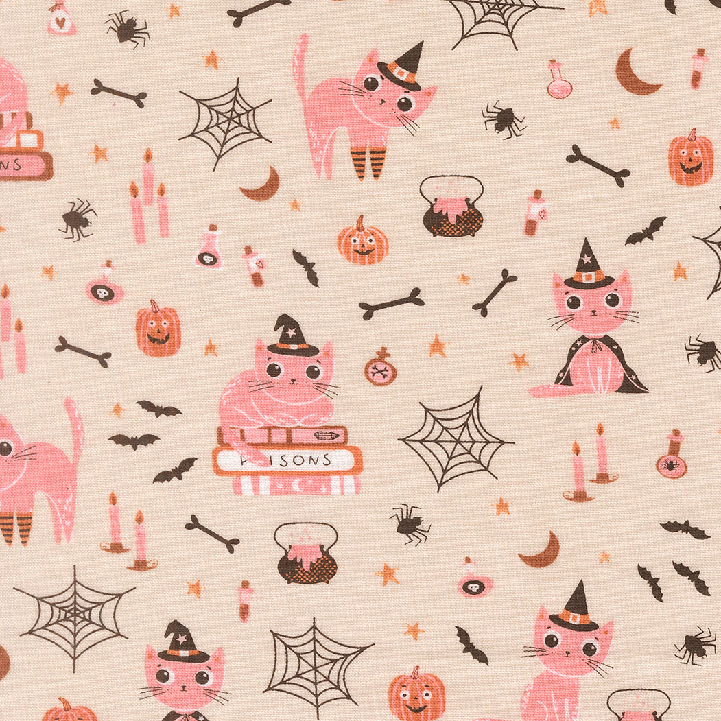 Purrs and Boos - Moonbeam - Elena Amo - Moda Fabrics - 1/2 yd