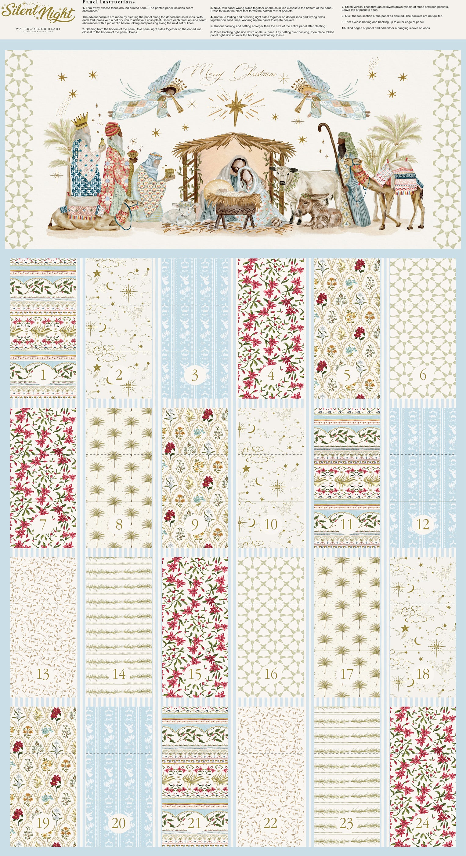 Silent Night - Advent Calendar - Watercolour Heart - Moda Fabrics