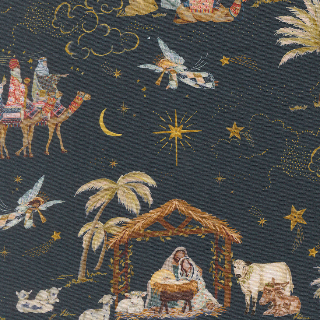 Silent Night - Silent Night Nativity - Watercolour Art - Moda Fabrics - 1/2 yd