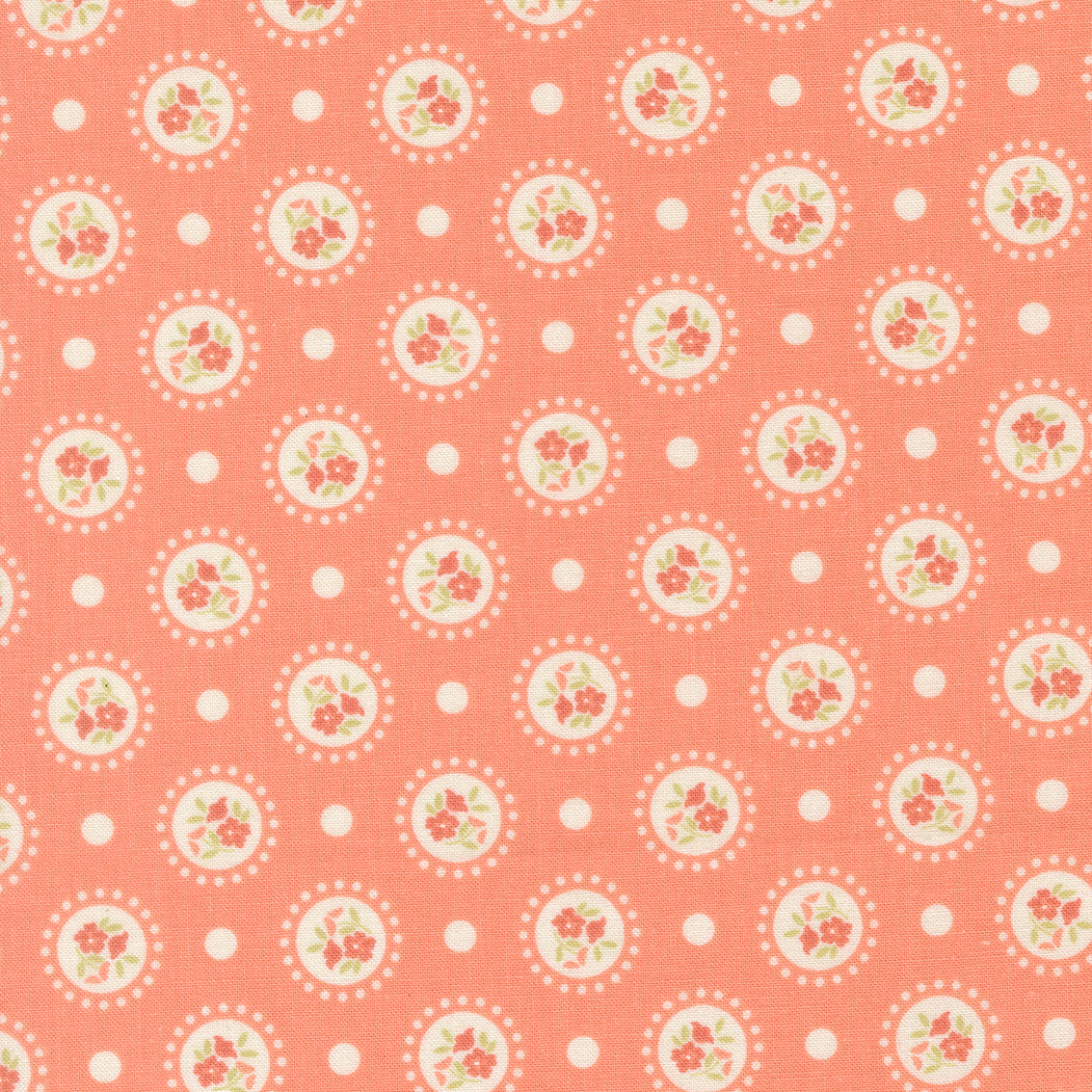 Sunbonnet - Coral Flower Dots - My Sew Quilty Life - Moda Fabrics - 1/2 yd