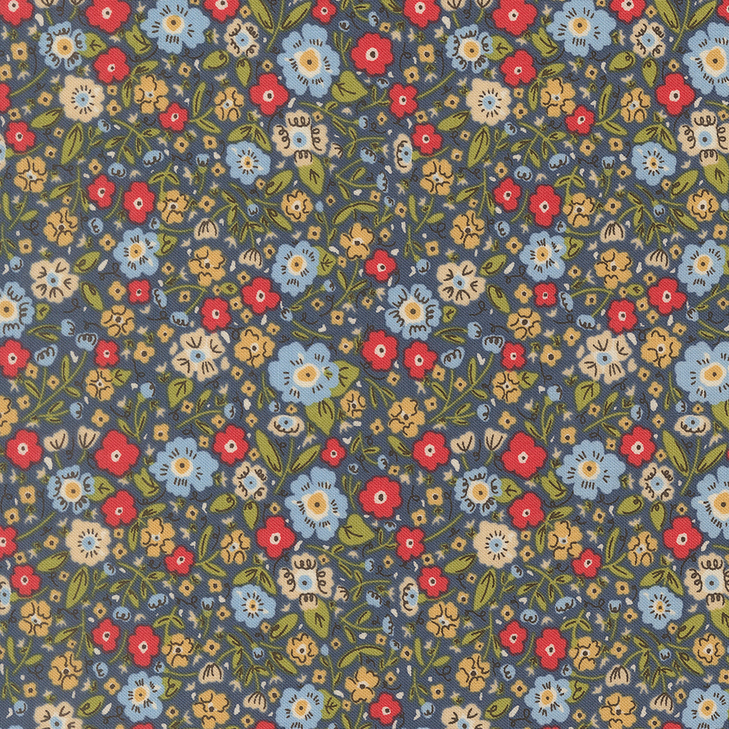 The Henhouse - Calico - Denim - Gingiber- Moda Fabrics - 1/2 yd