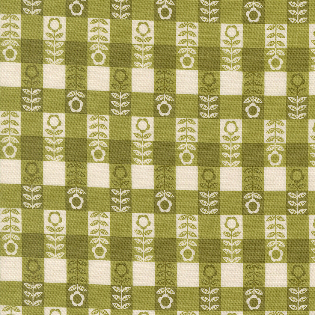 The Henhouse - Flower Plaid - Grass - Gingiber - Moda Fabrics - 1/2 yd
