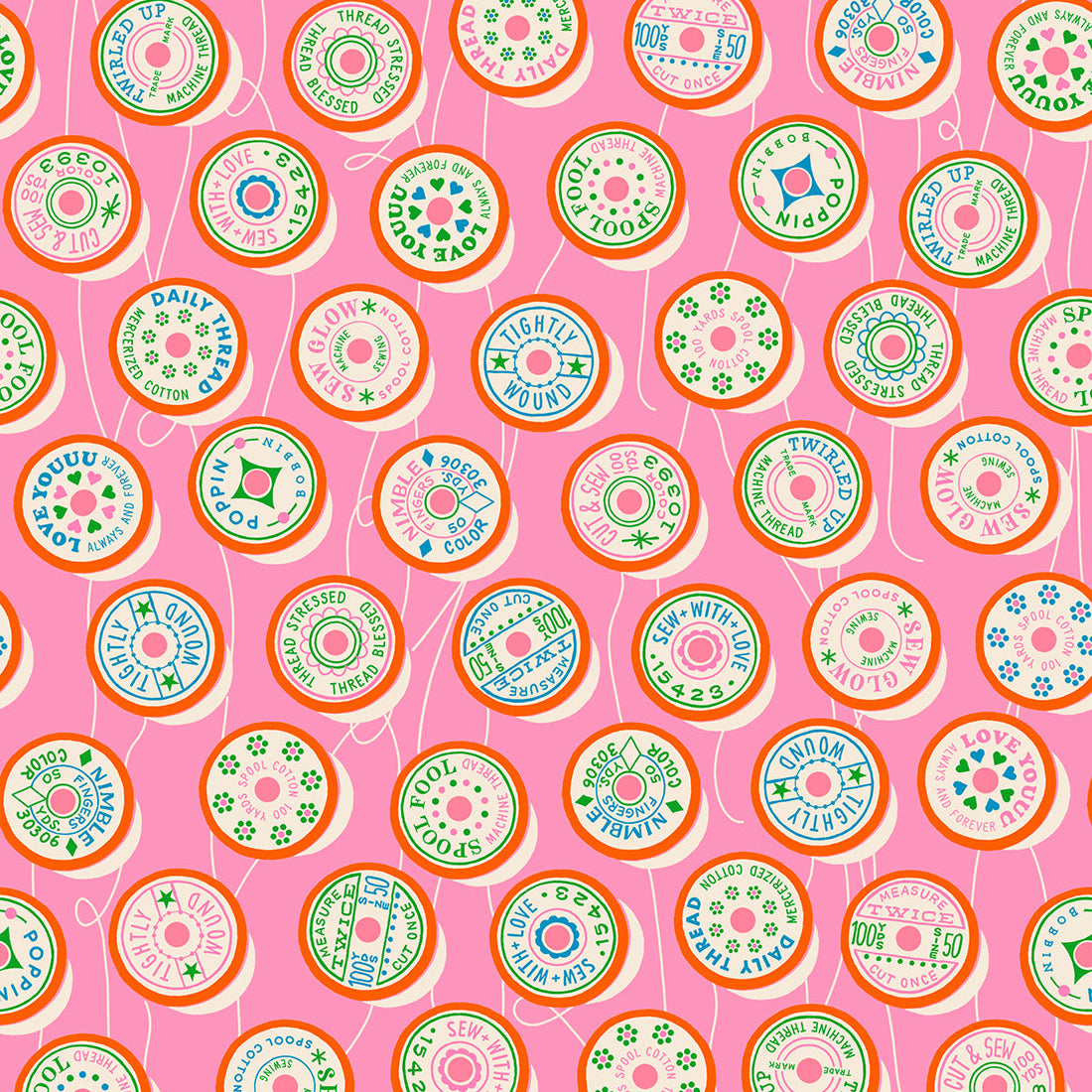 Trinketry - Spools- Flamingo - Melody Miller - Ruby Star Society - 1/2 yd