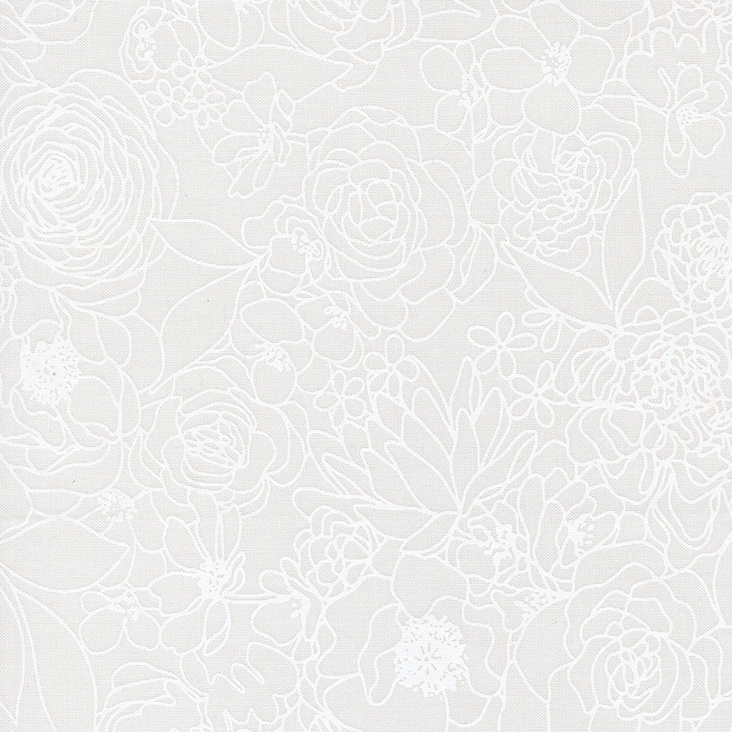 True to Hue - Floral - Love Dove White - Allie K Designs - Moda Fabrics - 1/2 yd