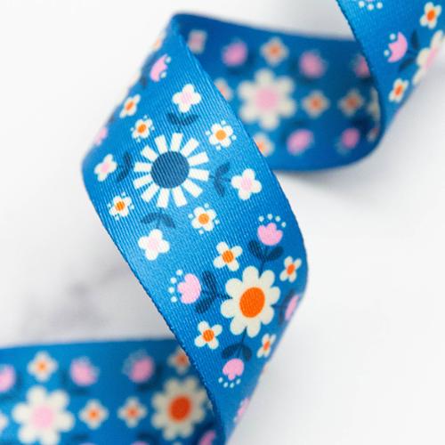 Webbing - Florametry Blue - Stitch Supply - 1.5 inches wide - 1/2 yd