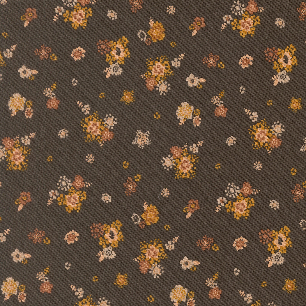 Floral pattern on a dark brown background