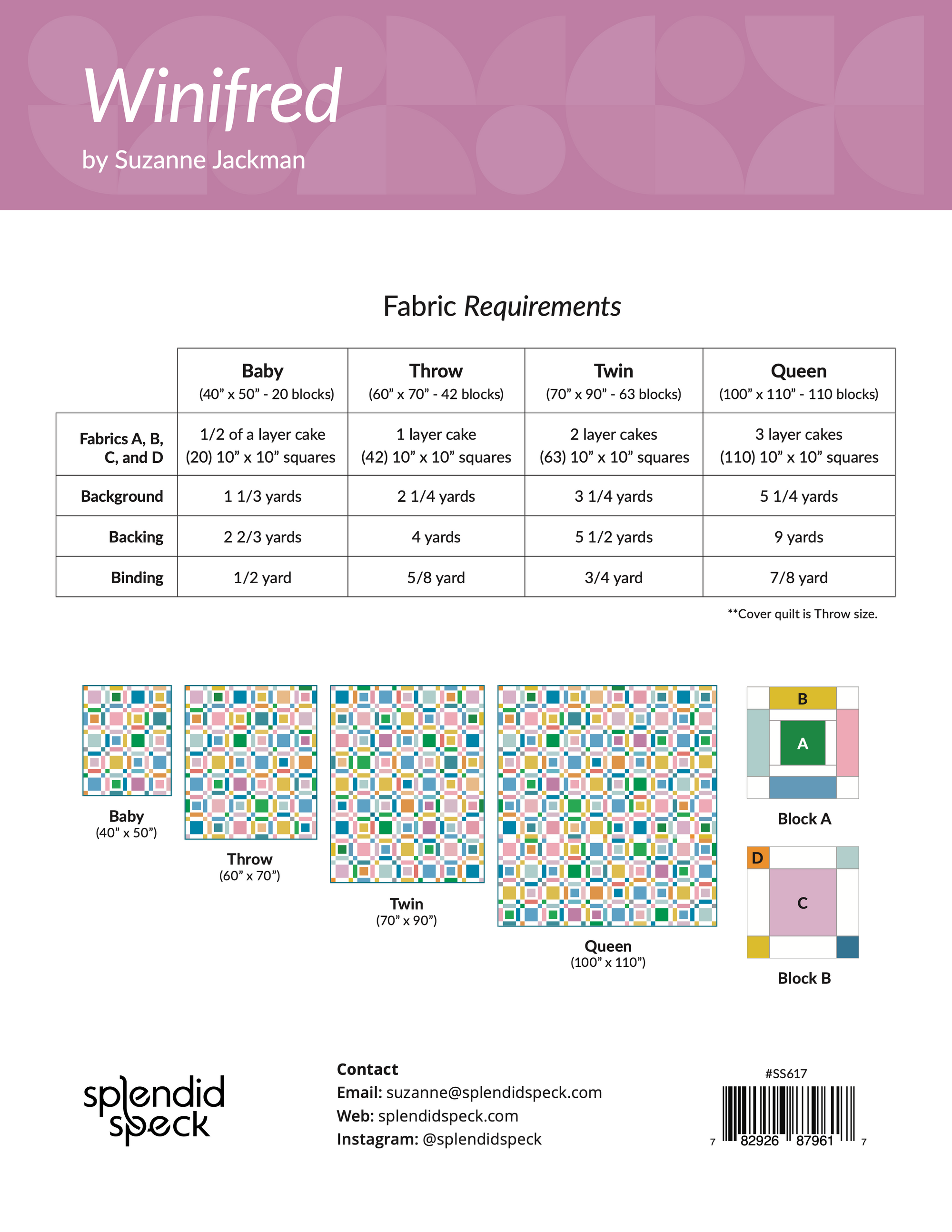 Winifred - Quilt Pattern - Layer Cake Pattern - PDF